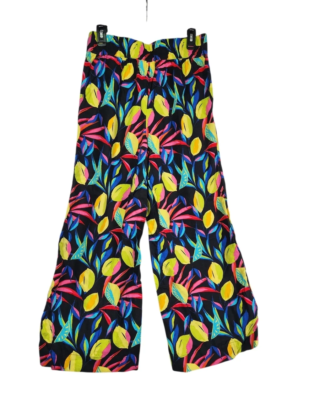 Tabitha Brown for Target Linen Blend Tropical Wide Leg Pants Medium Resort Lemon - Picture 5 of 16